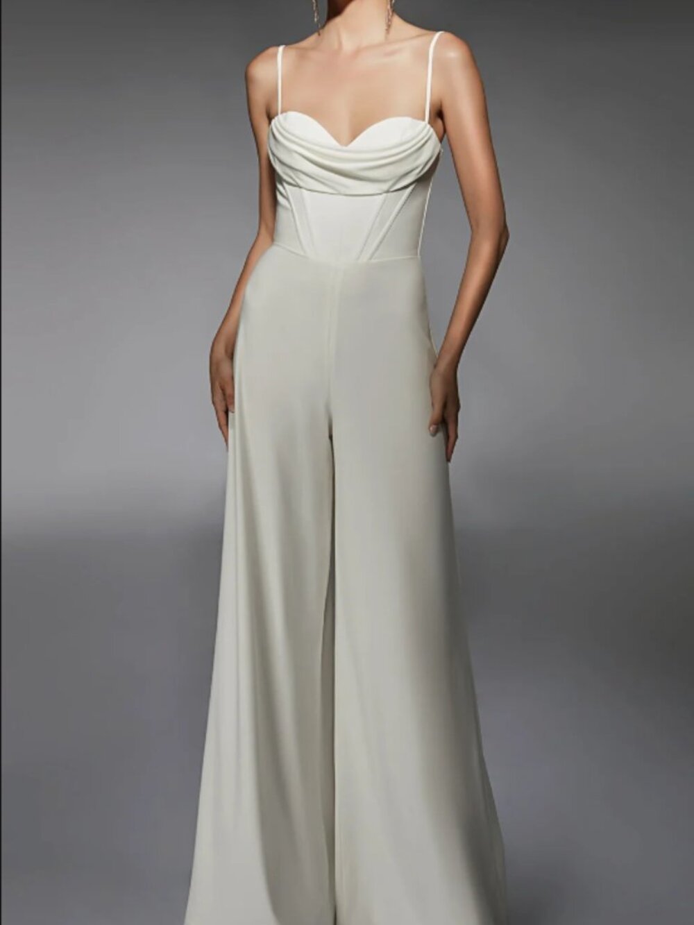 NWT Alyce Paris 70075 Sleeveless Wide Leg Jumpsuit Diamond White Size 6